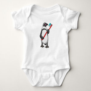 Penguin Tooth brush Baby Bodysuit