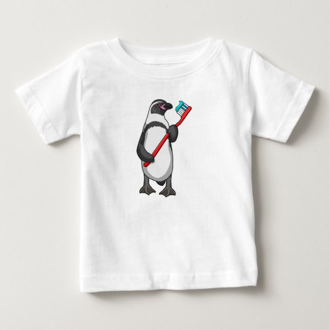 Penguin Tooth brush Baby T-Shirt (Front)