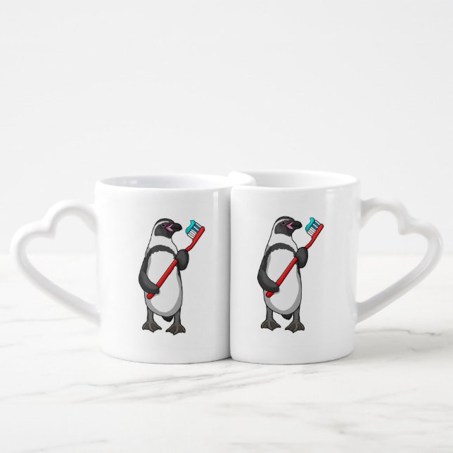 Penguin Tooth brush Coffee Mug Set (Front Nesting)