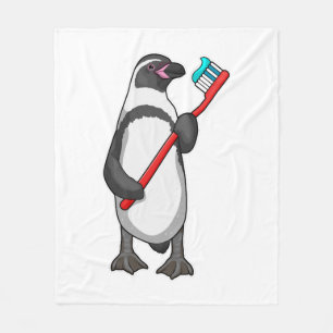 Penguin Tooth brush Fleece Blanket