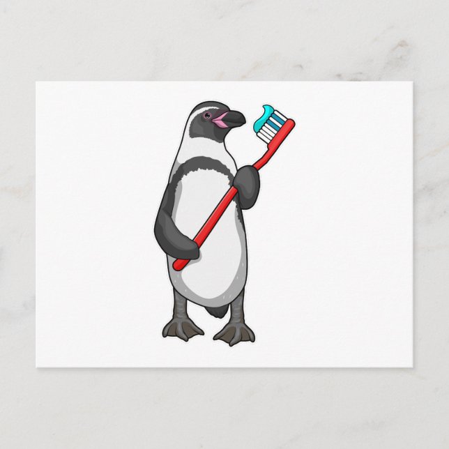 Penguin Tooth brush Postcard (Front)