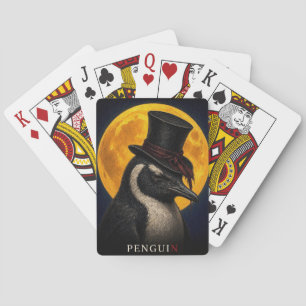 Penguin Top Hat Gothic Surreal Poker Cards