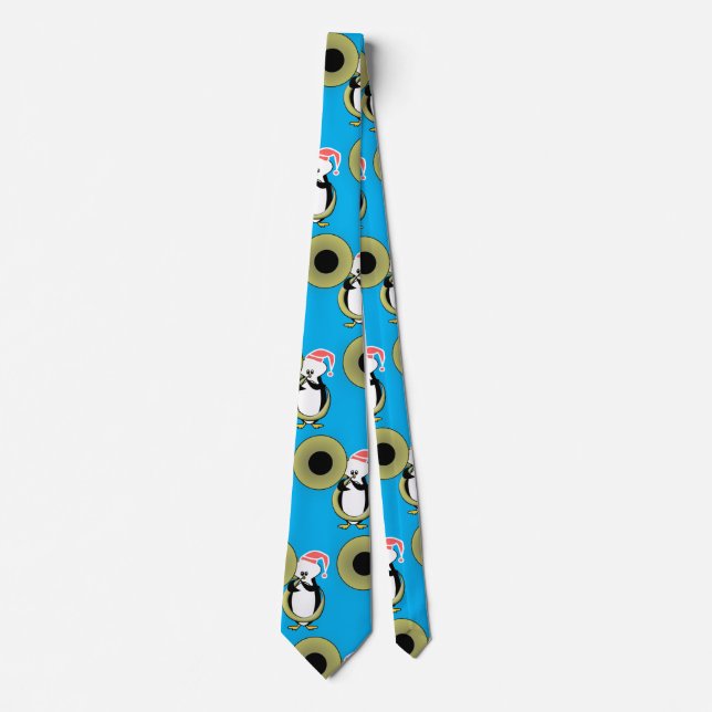 Penguin Tuba Christmas  Neck Tie (Front)