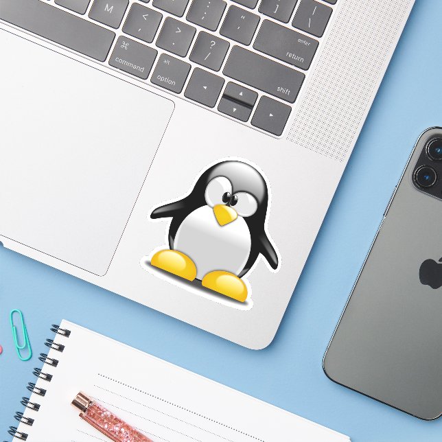 penguin tuntun sticker (Laptop w/ iPhone)