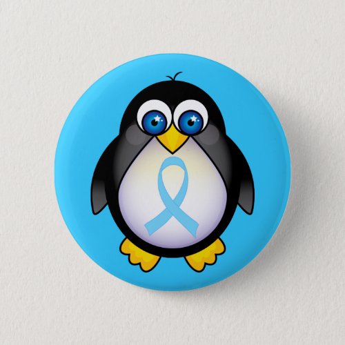 Penguin Turquoise Ribbon Gift Button
