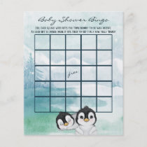 Penguin Twin Bingo Baby Shower Game Flyer