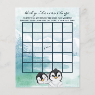 Penguin Twin Bingo Baby Shower Game Flyer