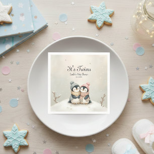 Penguin Twins Baby Shower Winter Theme Boy Girl Napkins