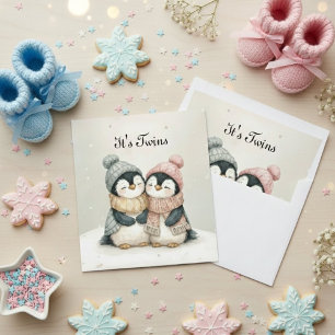 Penguin Twins Baby Shower Winter Theme Envelope Liner