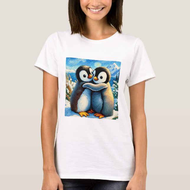 Penguin twins happy feet blue  T-Shirt (Front)