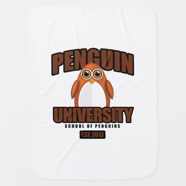 Penguin University - Brown Baby Blanket (Front)
