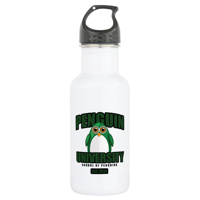 Penguin University - Green Water Bottle (Front)