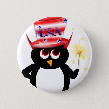 Penguin Usa Flair Button Pin by audrart at Zazzle