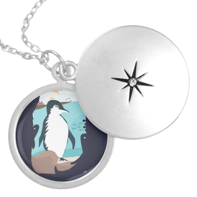 Penguin Vacation Locket Necklace (Front)