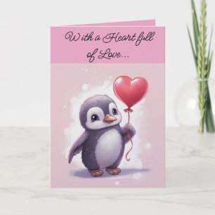 Penguin Valentine Day Holiday Card