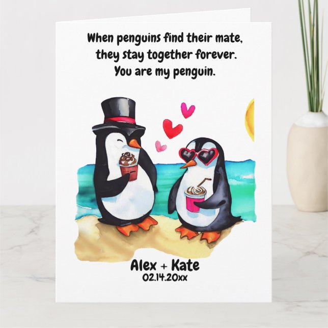 Penguin Valentines  Card (Front)