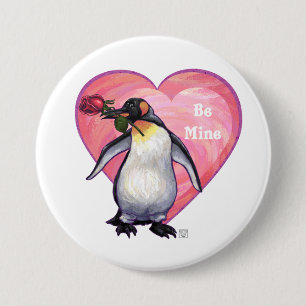 Penguin Valentine's Day Button