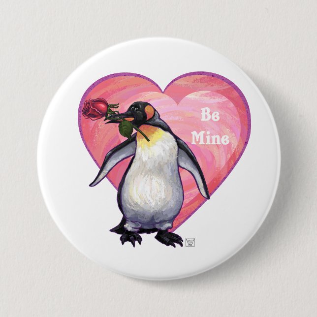 Penguin Valentine's Day Button (Front)