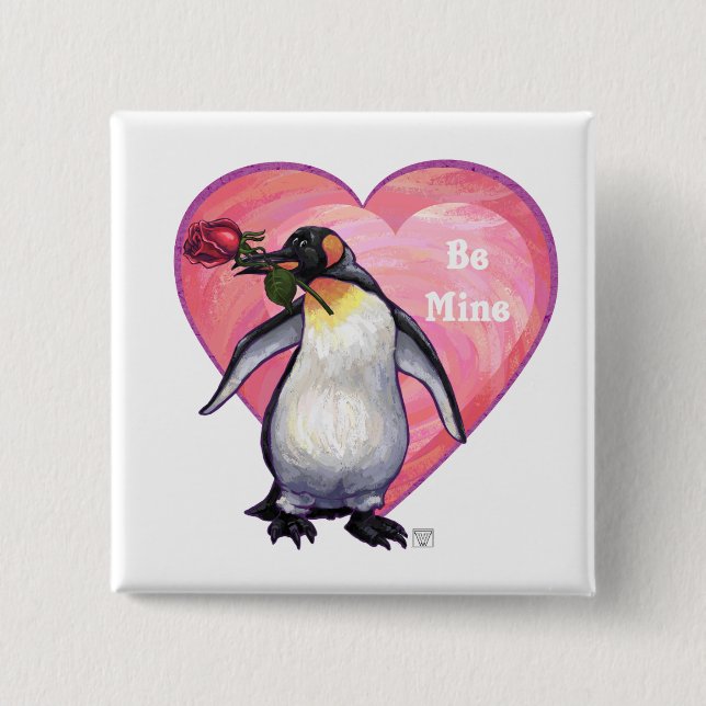 Penguin Valentine's Day Button (Front)