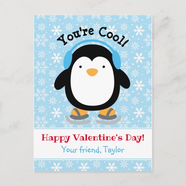 Penguin Valentines Day Cards (Kids) - Personalized (Front)