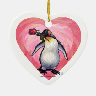 Penguin Valentine's Day Ceramic Ornament