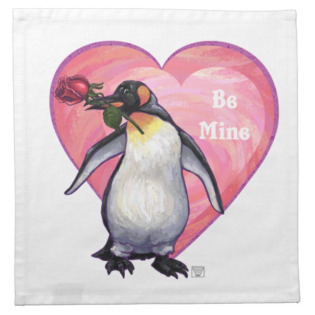 Penguin Valentine's Day Cloth Napkin (Front)