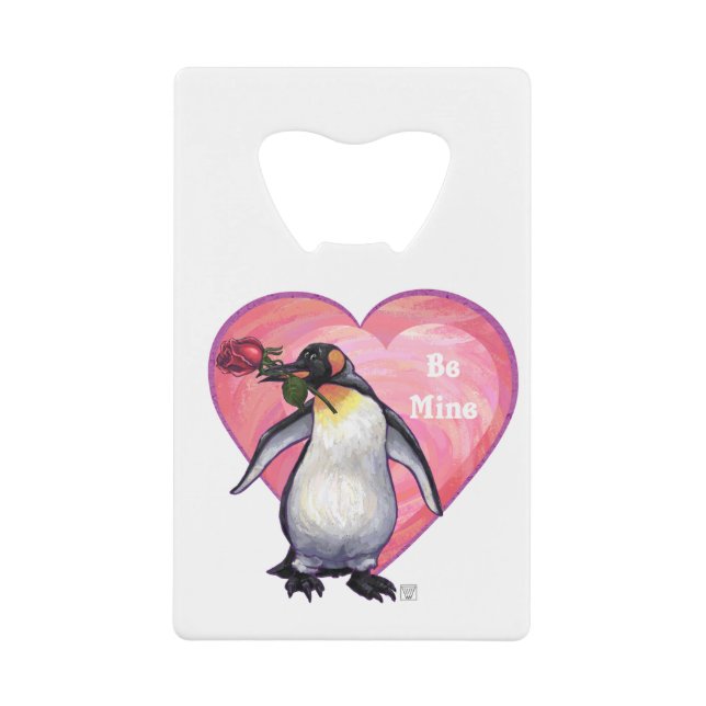 Penguin Valentine's Day Credit Card Bottle Opener (Front)