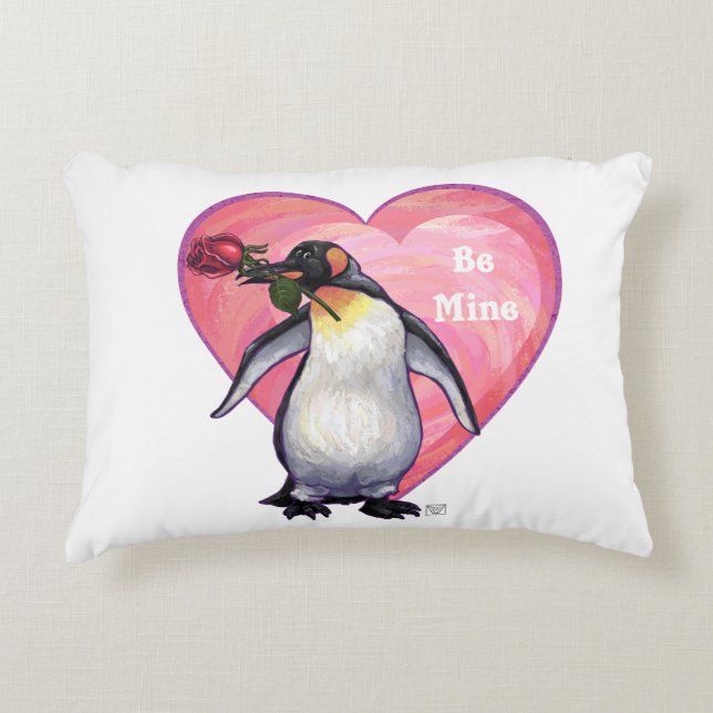 Penguin Valentine's Day Decorative Pillow (Front)