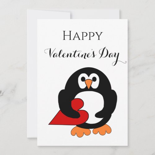 Penguin Valentines day Heart Holiday Card