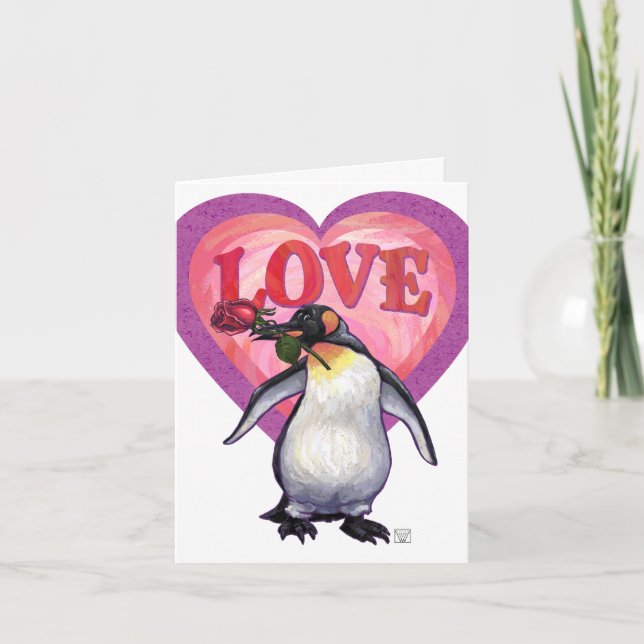 Penguin Valentine's Day Holiday Card (Front)