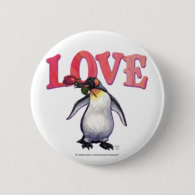 Penguin Valentine's Day Pinback Button (Front)