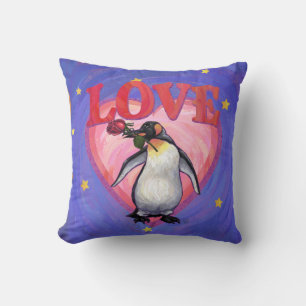 Penguin Valentine's Day Throw Pillow