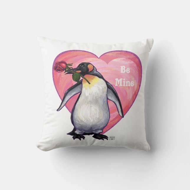 Penguin Valentine's Day Throw Pillow (Front)