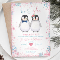 Penguin Waddle it be? He or She Gender Reveal  Invitation