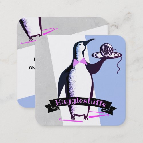 Penguin waiter crochet hooks yarn business card