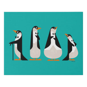 Penguin Waiters Faux Canvas Print