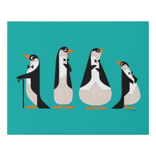 Penguin Waiters Faux Canvas Print (Front)