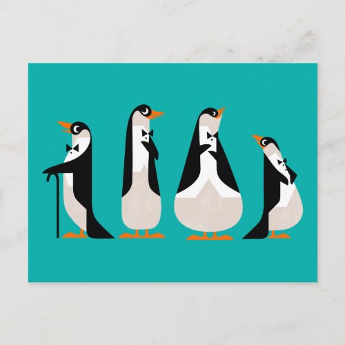 Penguin Waiters Postcard
