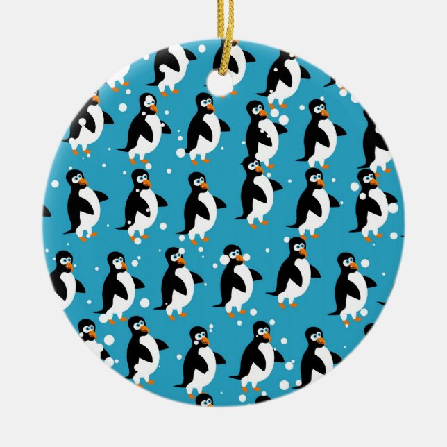 Penguin Wallpaper Ceramic Ornament (Front)