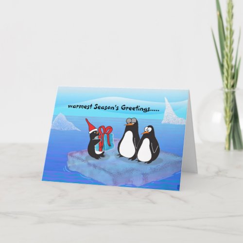 Penguin warmest Seasons Greetings Holiday Card