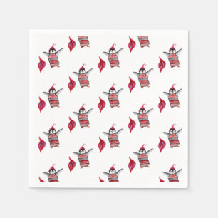 Penguin Watercolor Art for Christmas Napkins