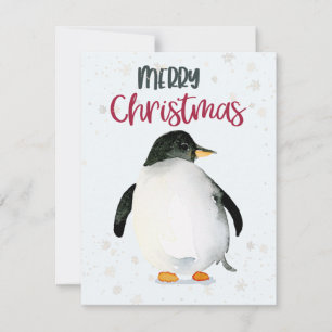 Penguin Watercolor Christmas Card
