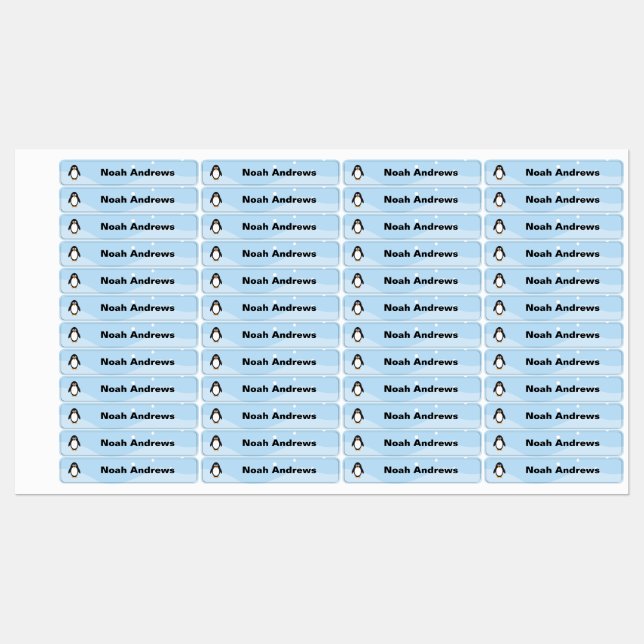 Penguin Waterproof Name Labels for School Small (Sheet)