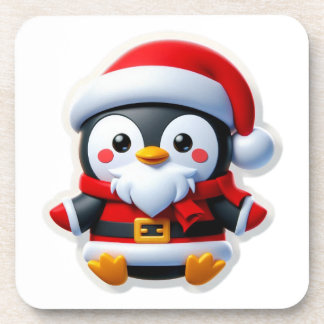  Penguin wearing a Santa suit Beverage Coaster
