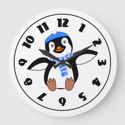 Penguin Wearing A Scarf Clock