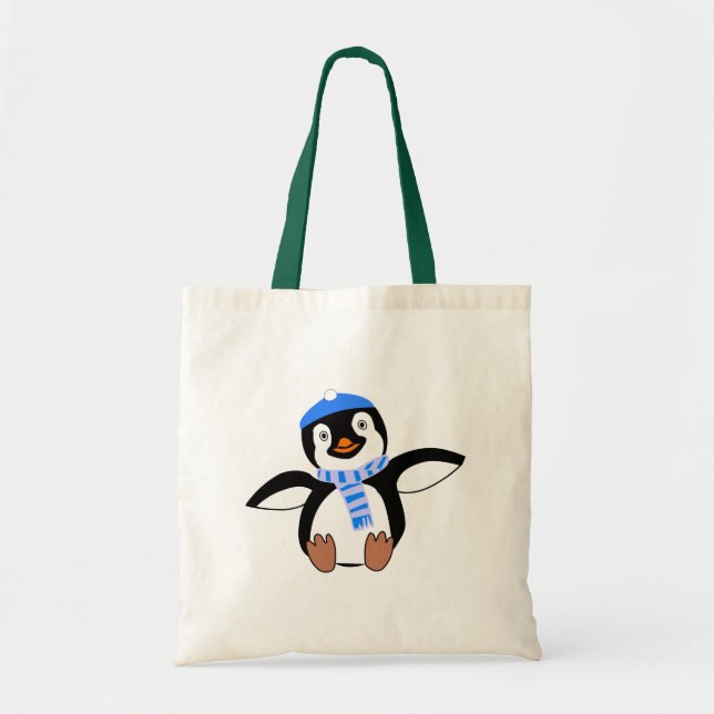 Penguin Wearing A Scarf Tote Bag (Front)