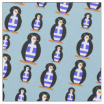 Penguin Wearing Greek Flag Vest Fabric