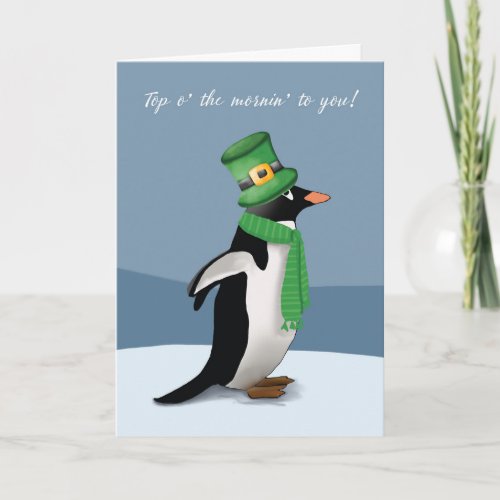 Penguin Wearing Green with Funny St Patricks Day  Card