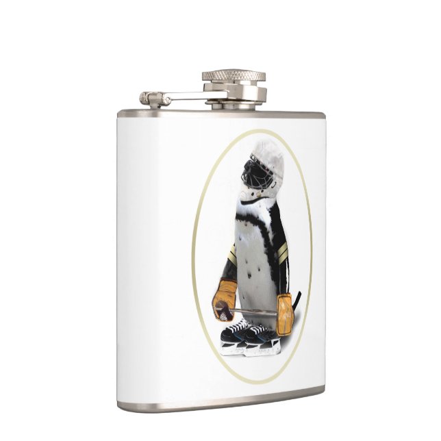 Penguin Wearing Hockey Gear Flask (Right)