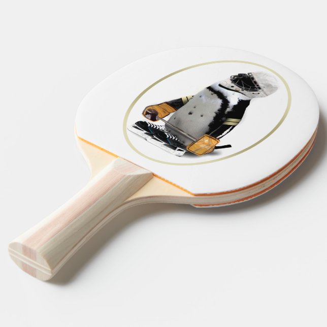 Penguin Wearing Hockey Gear Ping-Pong Paddle (Front Angle)